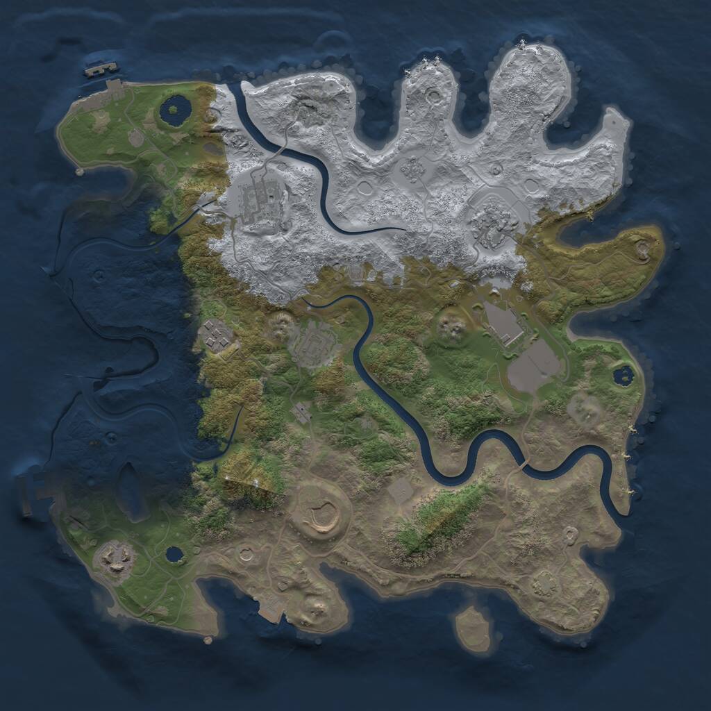 Rust Map: Procedural Map, Size: 3500, Seed: 1963749861, 13 Monuments