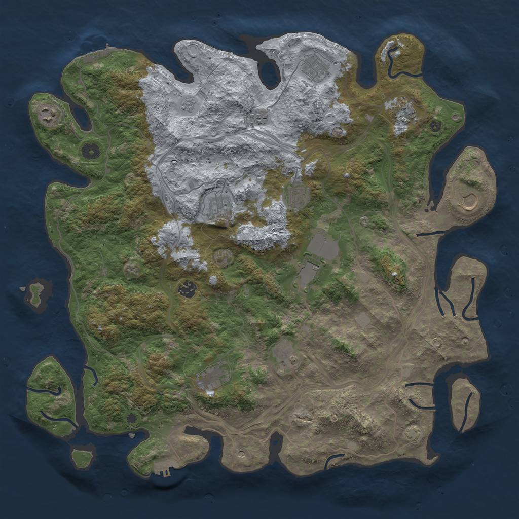 Rust Map: Procedural Map, Size: 4500, Seed: 154632177, 19 Monuments