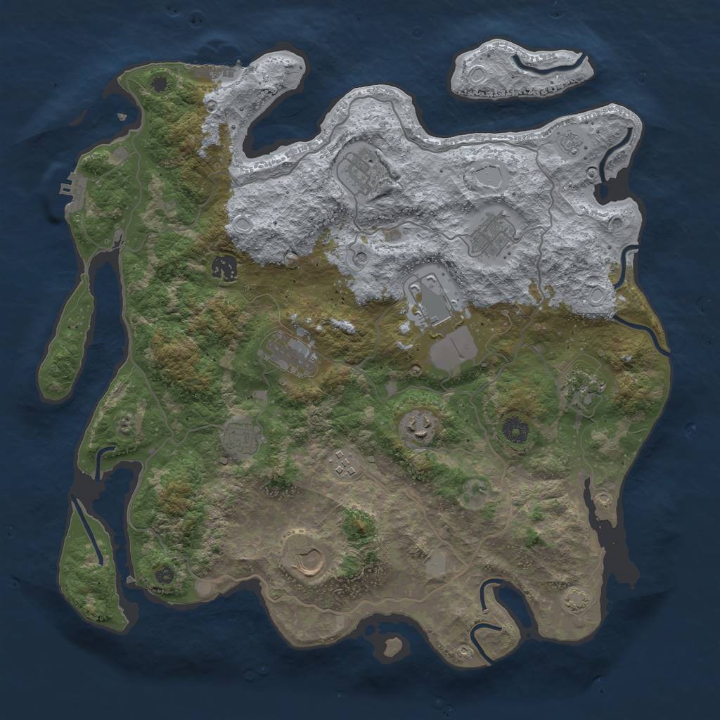 Rust Map: Procedural Map, Size: 4000, Seed: 17870582, 18 Monuments