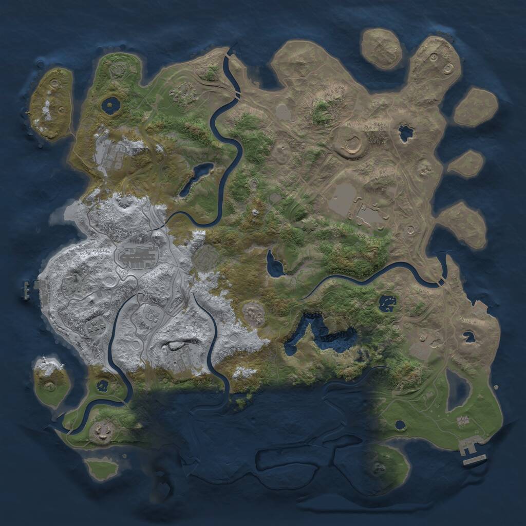 Rust Map: Procedural Map, Size: 4500, Seed: 1496453953, 17 Monuments