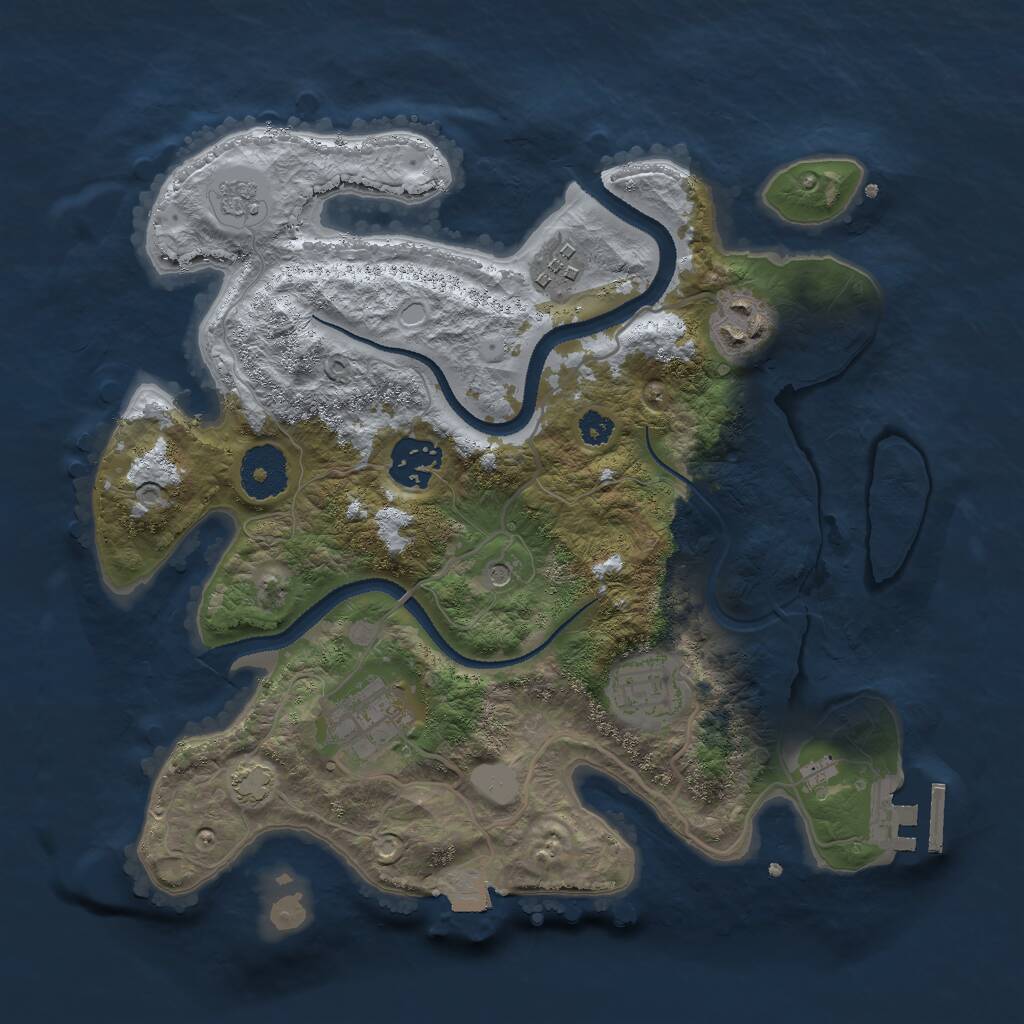 Rust Map: Procedural Map, Size: 3000, Seed: 28280, 10 Monuments