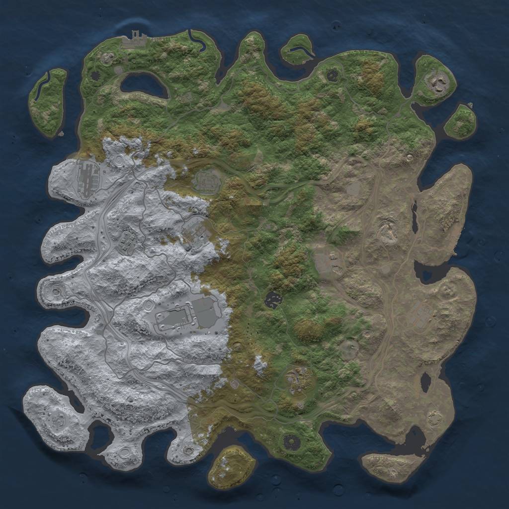 Rust Map: Procedural Map, Size: 4500, Seed: 1942225625, 18 Monuments