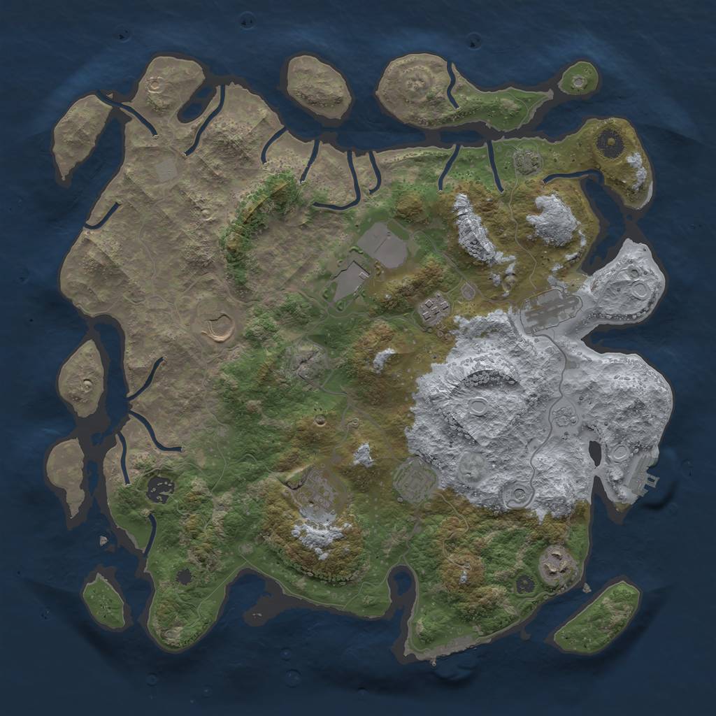 Rust Map: Procedural Map, Size: 3900, Seed: 60052780, 16 Monuments