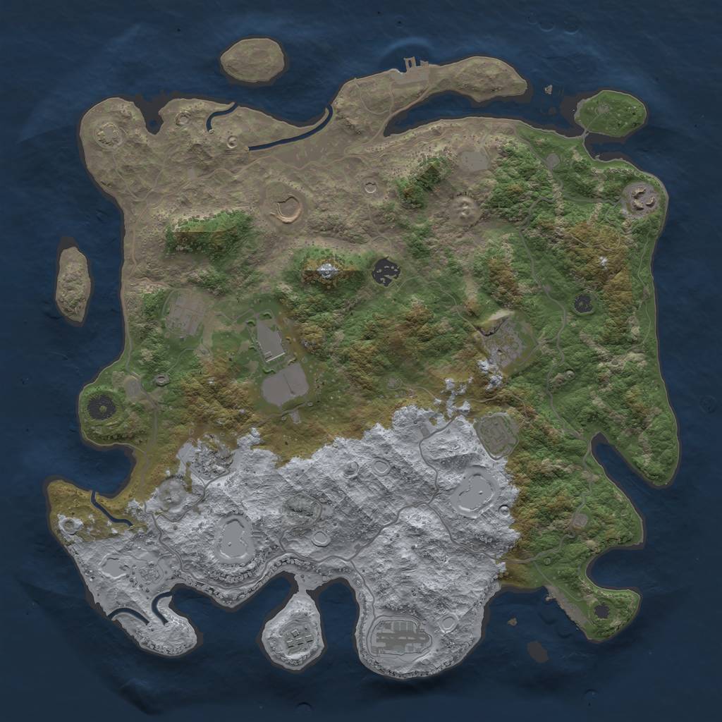 Rust Map: Procedural Map, Size: 4100, Seed: 74379976, 18 Monuments