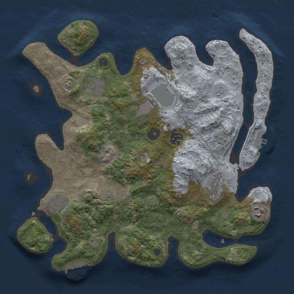 Rust Map: Procedural Map, Size: 3500, Seed: 1132418932, 16 Monuments