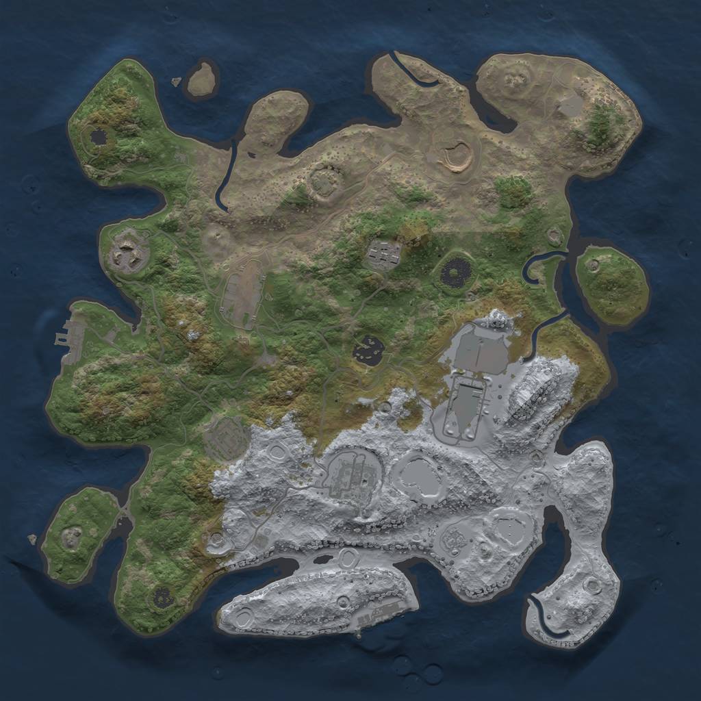 Rust Map: Procedural Map, Size: 3500, Seed: 849443152, 16 Monuments