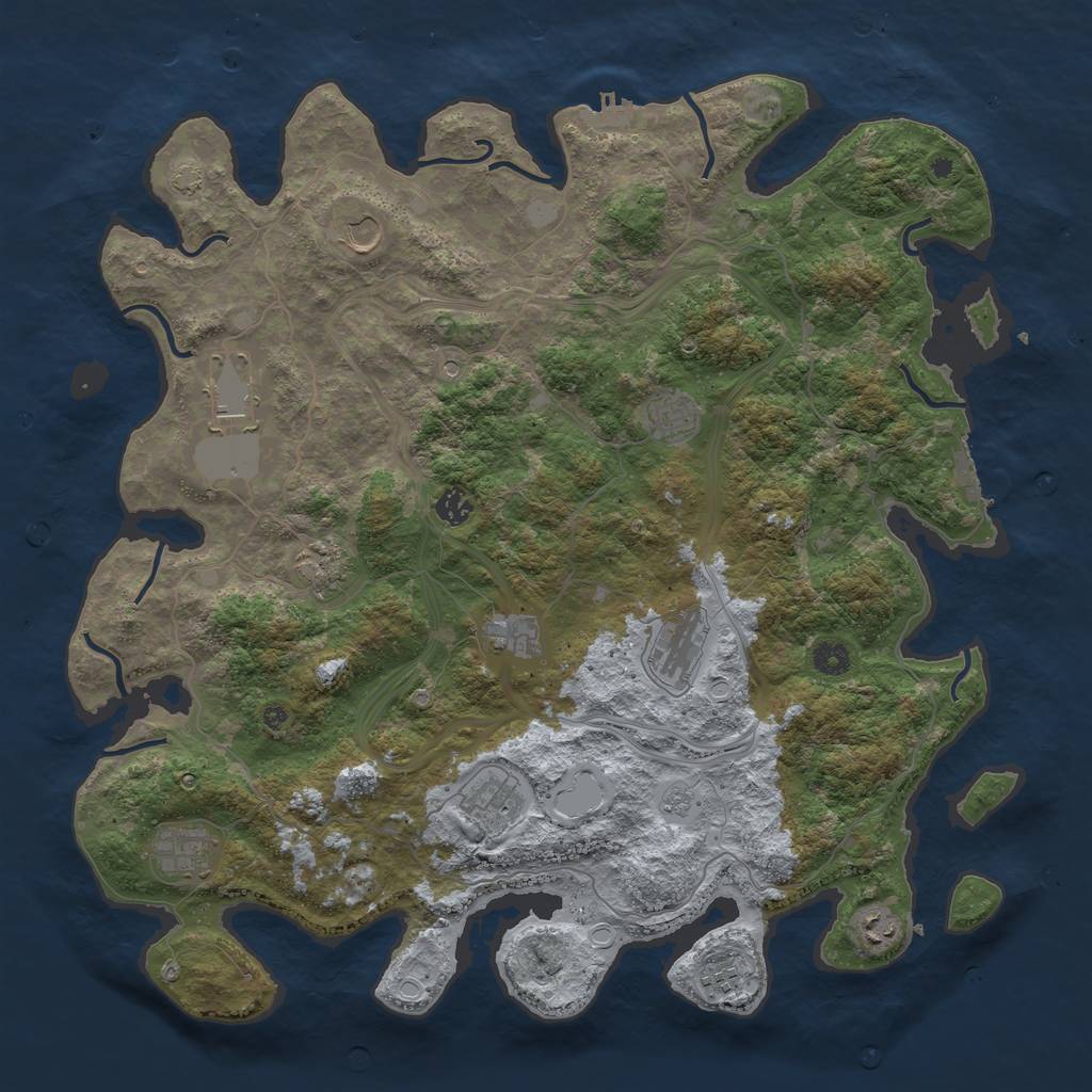 Rust Map: Procedural Map, Size: 4500, Seed: 2008498321, 19 Monuments