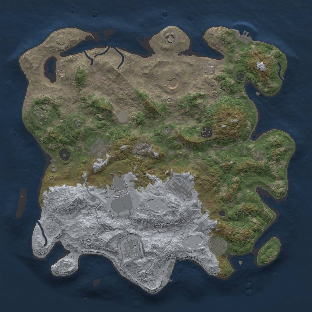 Rust Map: Procedural Map, Size: 4000, Seed: 2145404690, 18 Monuments