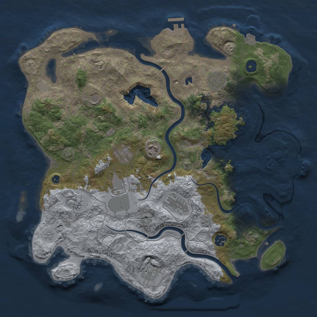 Rust Map: Procedural Map, Size: 4000, Seed: 2145404690, 16 Monuments