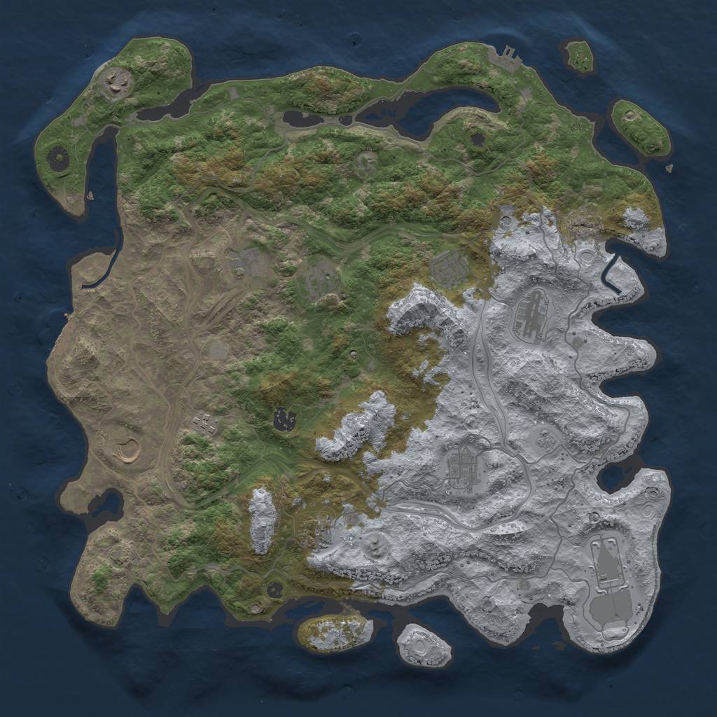 Rust Map: Procedural Map, Size: 4500, Seed: 282099082, 19 Monuments