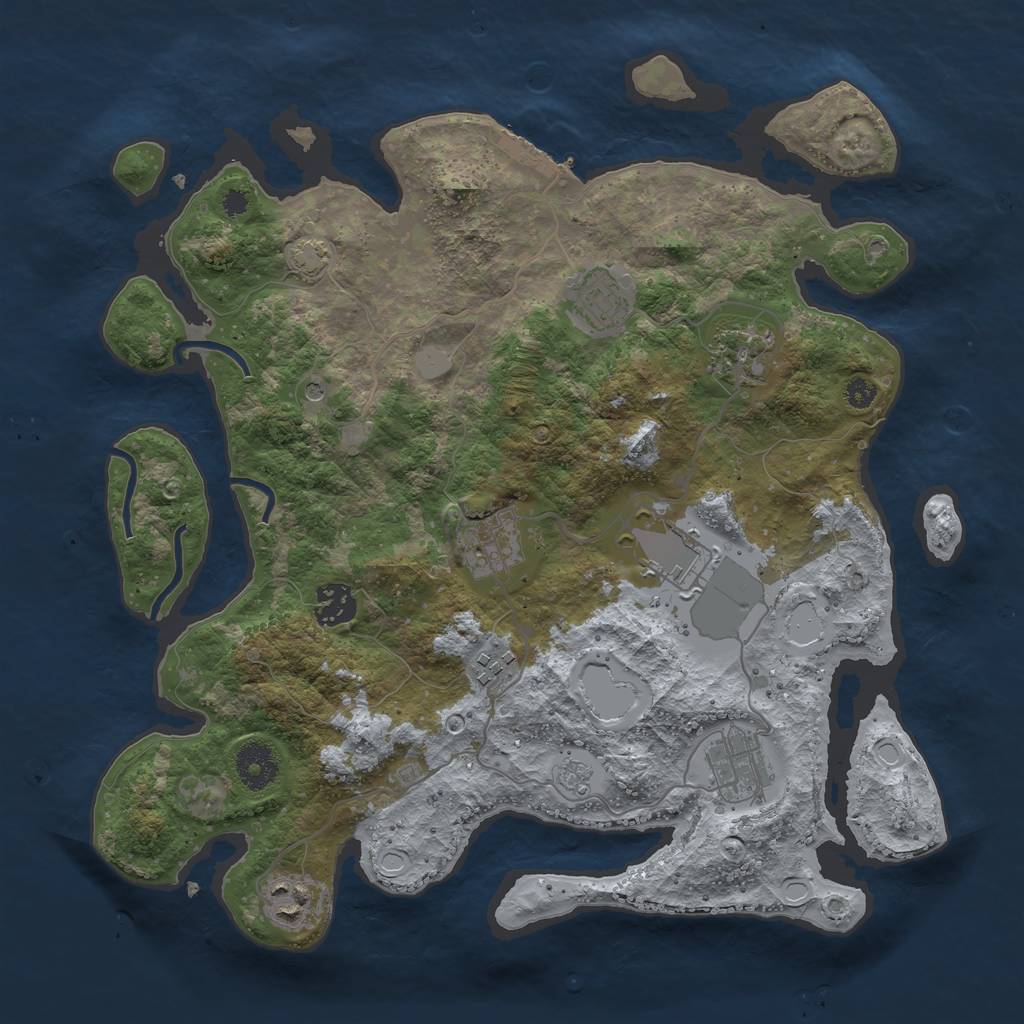 Rust Map: Procedural Map, Size: 3500, Seed: 1792613645, 15 Monuments
