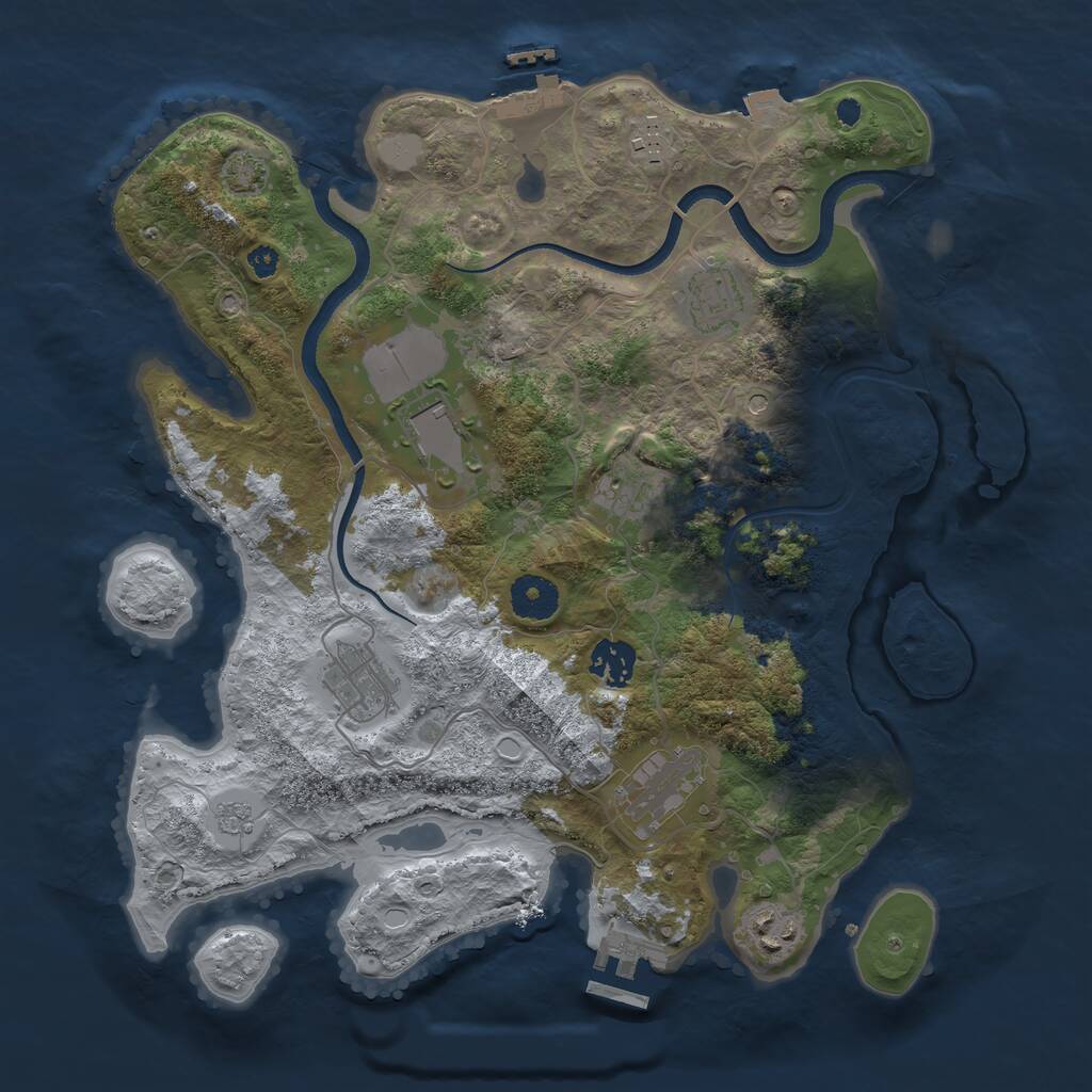 Rust Map: Procedural Map, Size: 3500, Seed: 1143761933, 14 Monuments