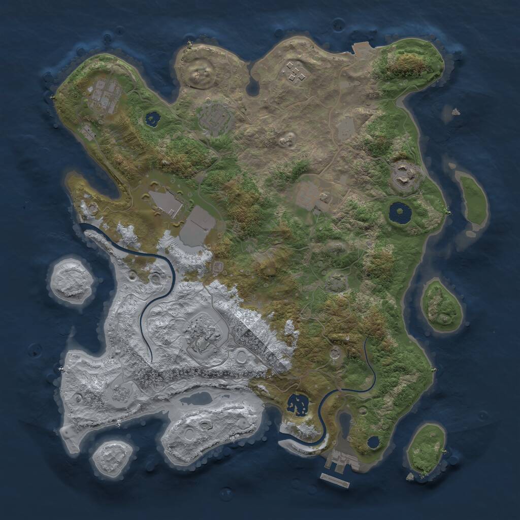 Rust Map: Procedural Map, Size: 3500, Seed: 1143761933, 13 Monuments