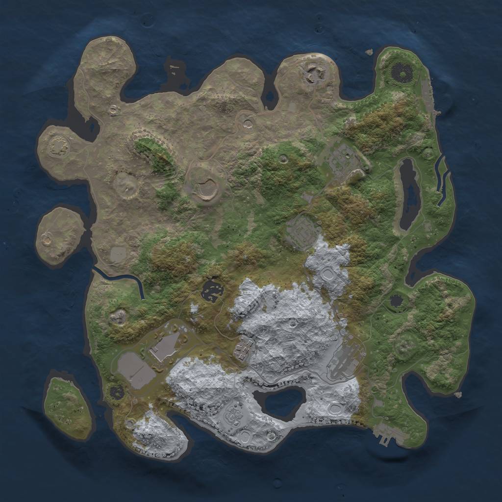 Rust Map: Procedural Map, Size: 3500, Seed: 674950700, 16 Monuments
