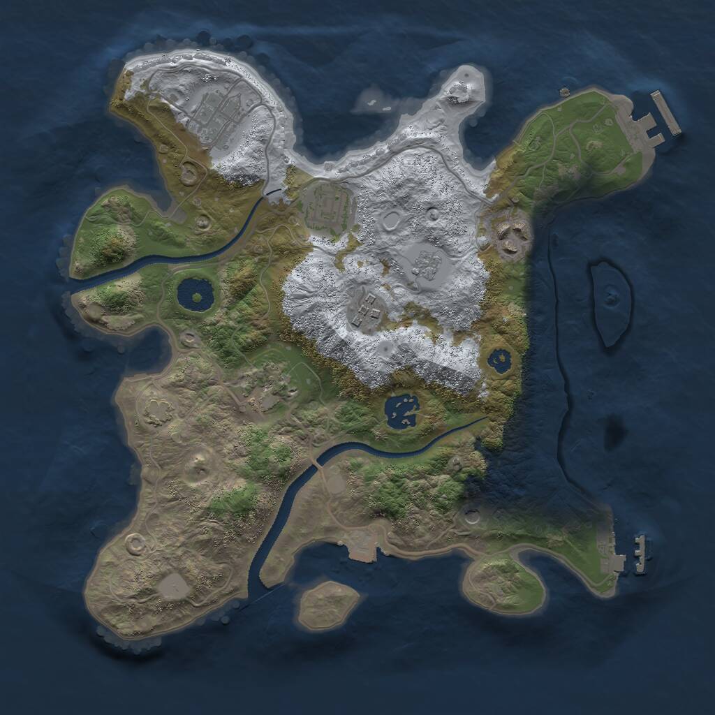 Rust Map: Procedural Map, Size: 3000, Seed: 54614403, 12 Monuments