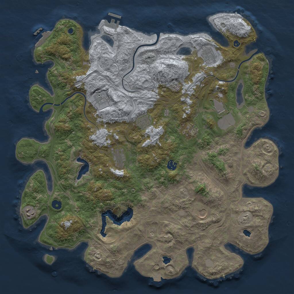 Rust Map: Procedural Map, Size: 4500, Seed: 678436056, 16 Monuments