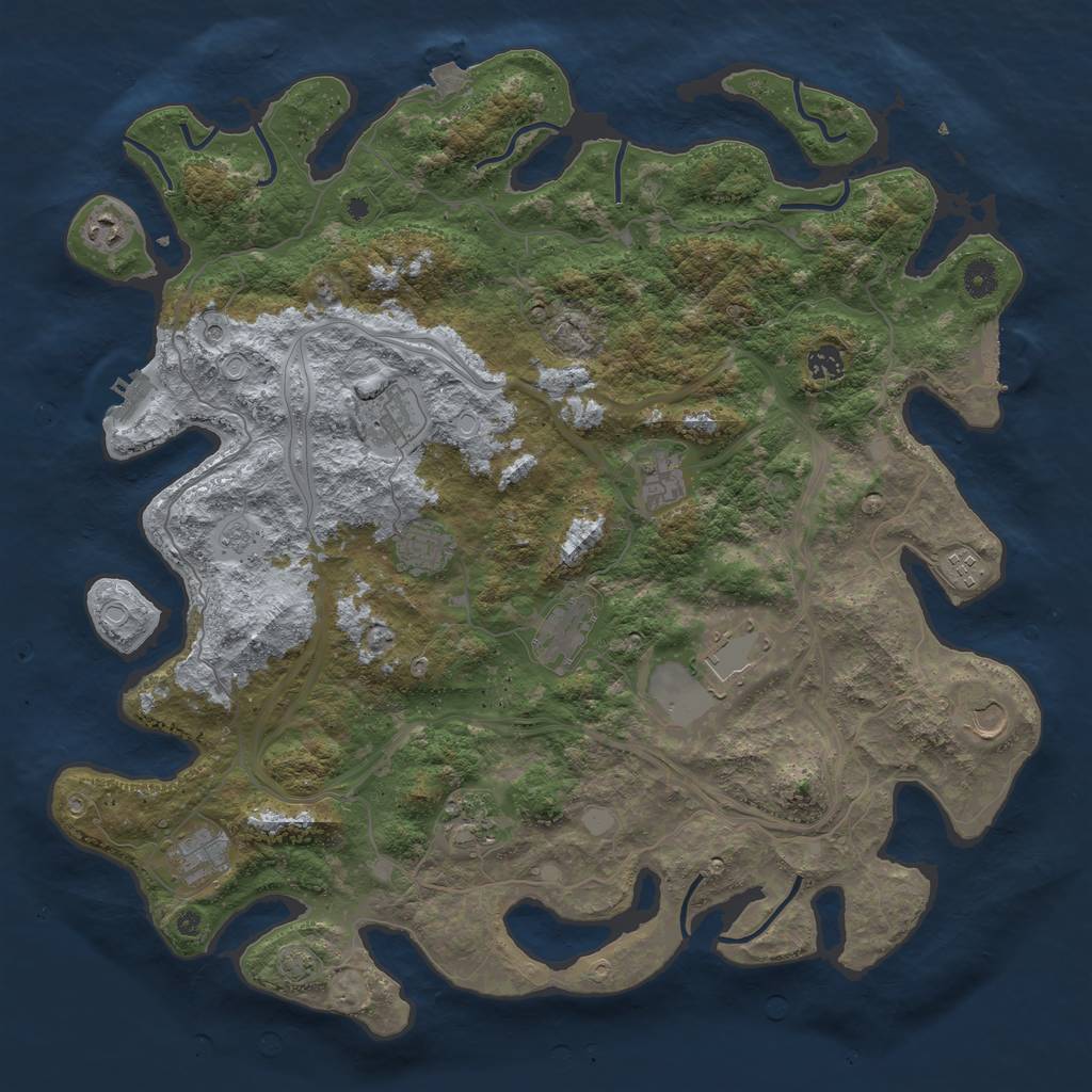 Rust Map: Procedural Map, Size: 4500, Seed: 515509978, 19 Monuments