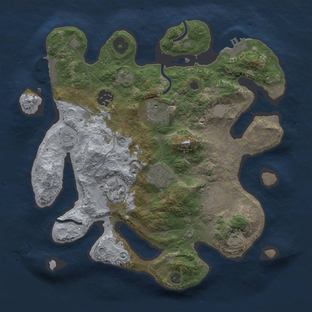 Rust Map: Procedural Map, Size: 3000, Seed: 281088151, 13 Monuments
