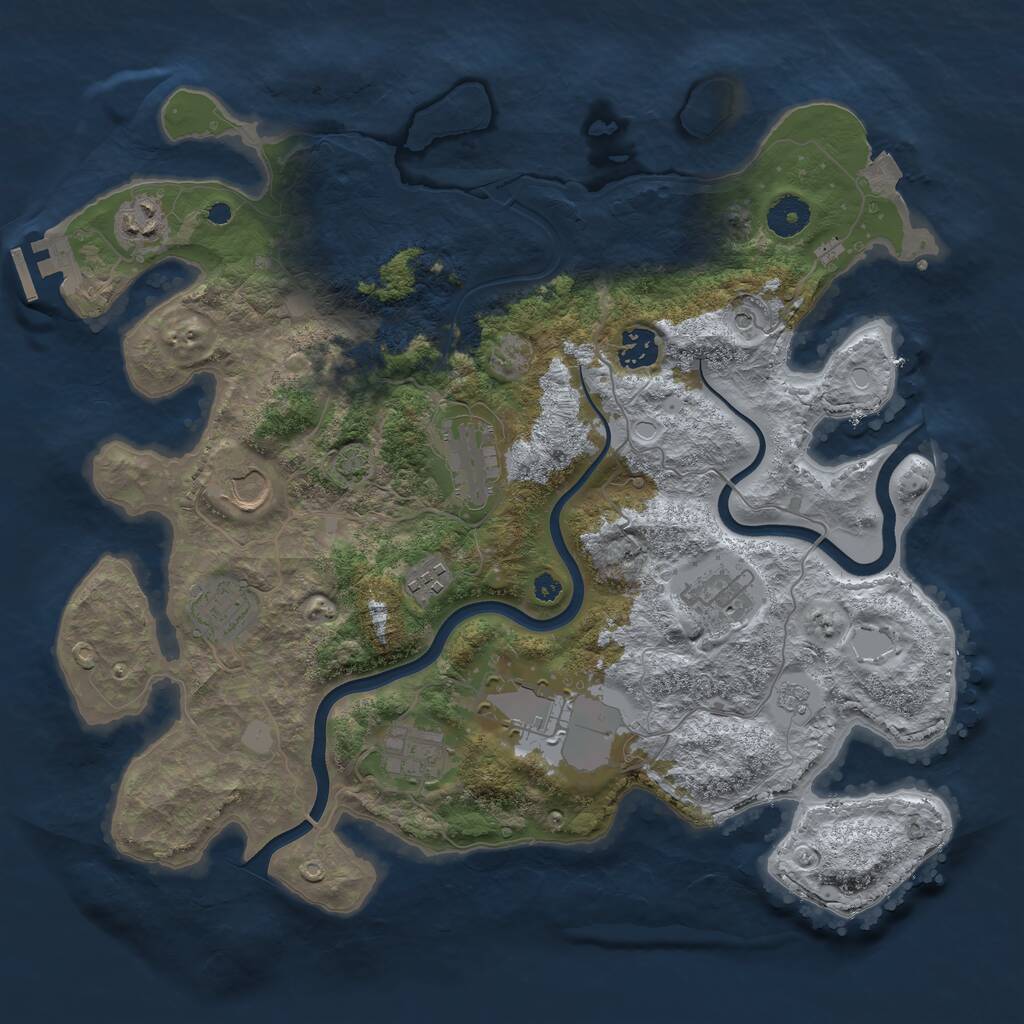 Rust Map: Procedural Map, Size: 3750, Seed: 44563213, 14 Monuments