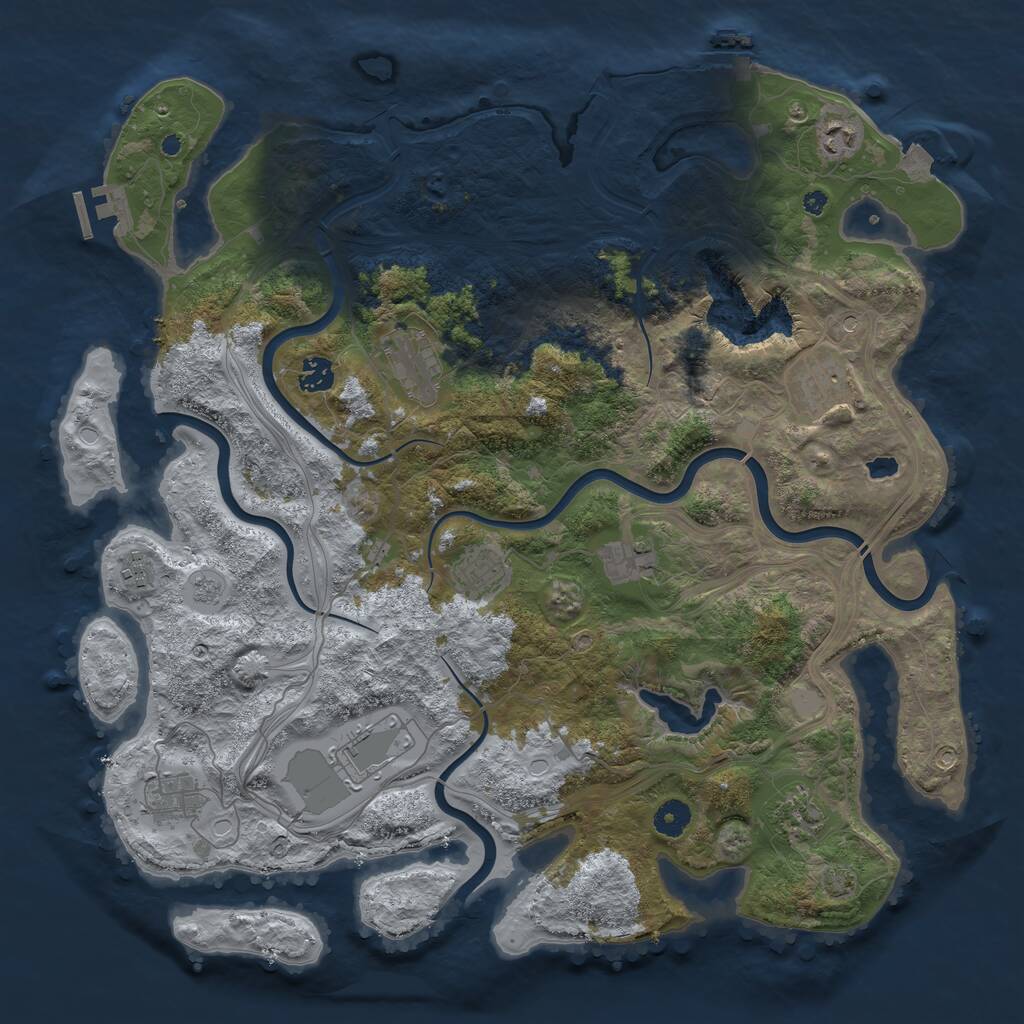 Rust Map: Procedural Map, Size: 4250, Seed: 536043779, 16 Monuments