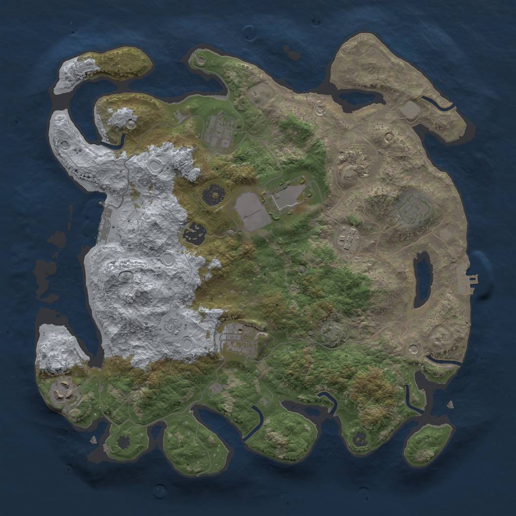 Rust Map: Procedural Map, Size: 3500, Seed: 716022935, 16 Monuments