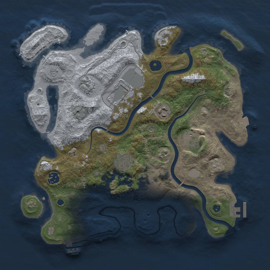 Rust Map: Procedural Map, Size: 3500, Seed: 855944403, 14 Monuments