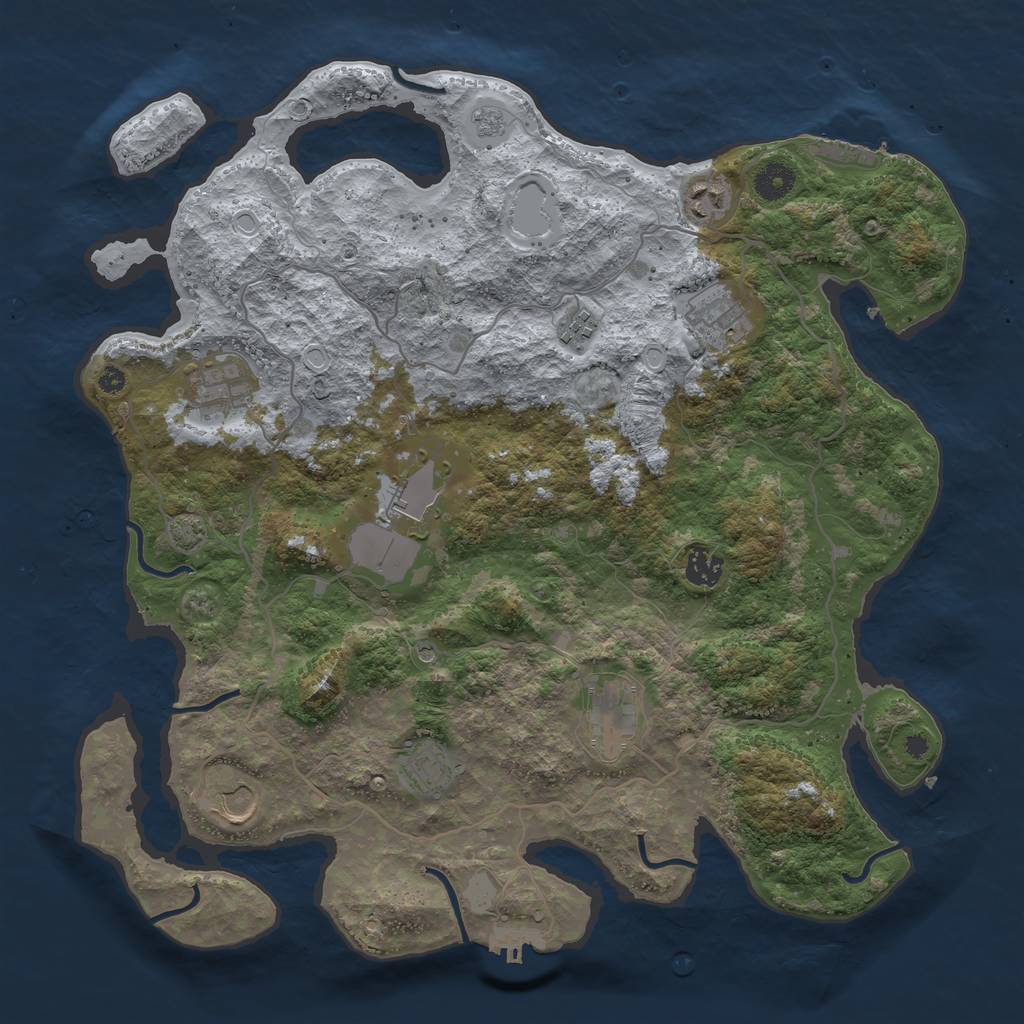 Rust Map: Procedural Map, Size: 4000, Seed: 4131234, 17 Monuments