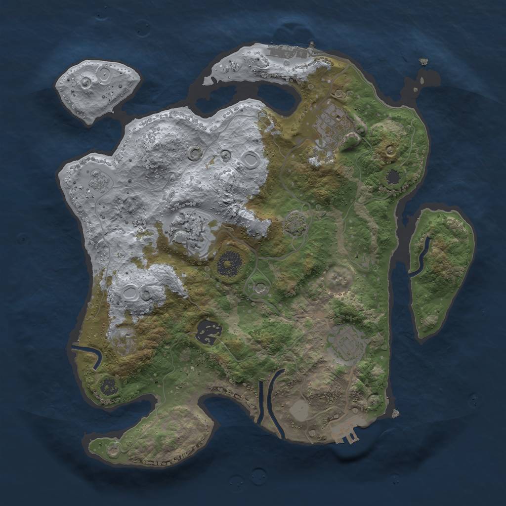 Rust Map: Procedural Map, Size: 3000, Seed: 1845996842, 12 Monuments
