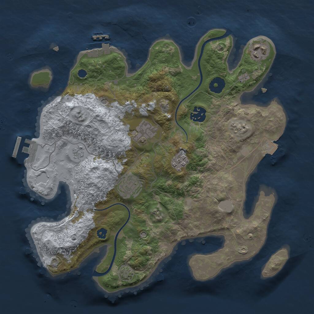 Rust Map: Procedural Map, Size: 3000, Seed: 6466, 11 Monuments