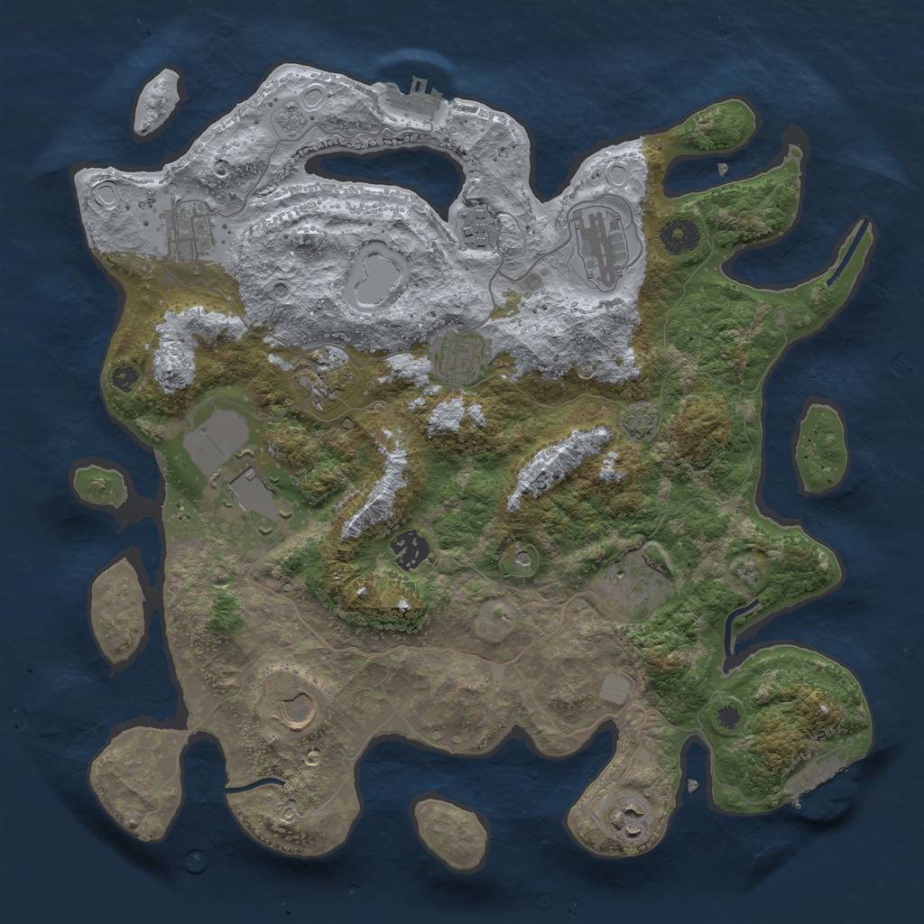 Rust Map: Procedural Map, Size: 3700, Seed: 84506198, 18 Monuments