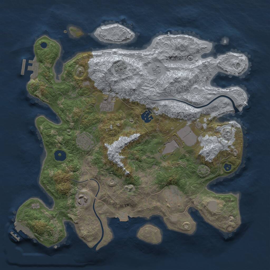 Rust Map: Procedural Map, Size: 3500, Seed: 1101021212, 13 Monuments