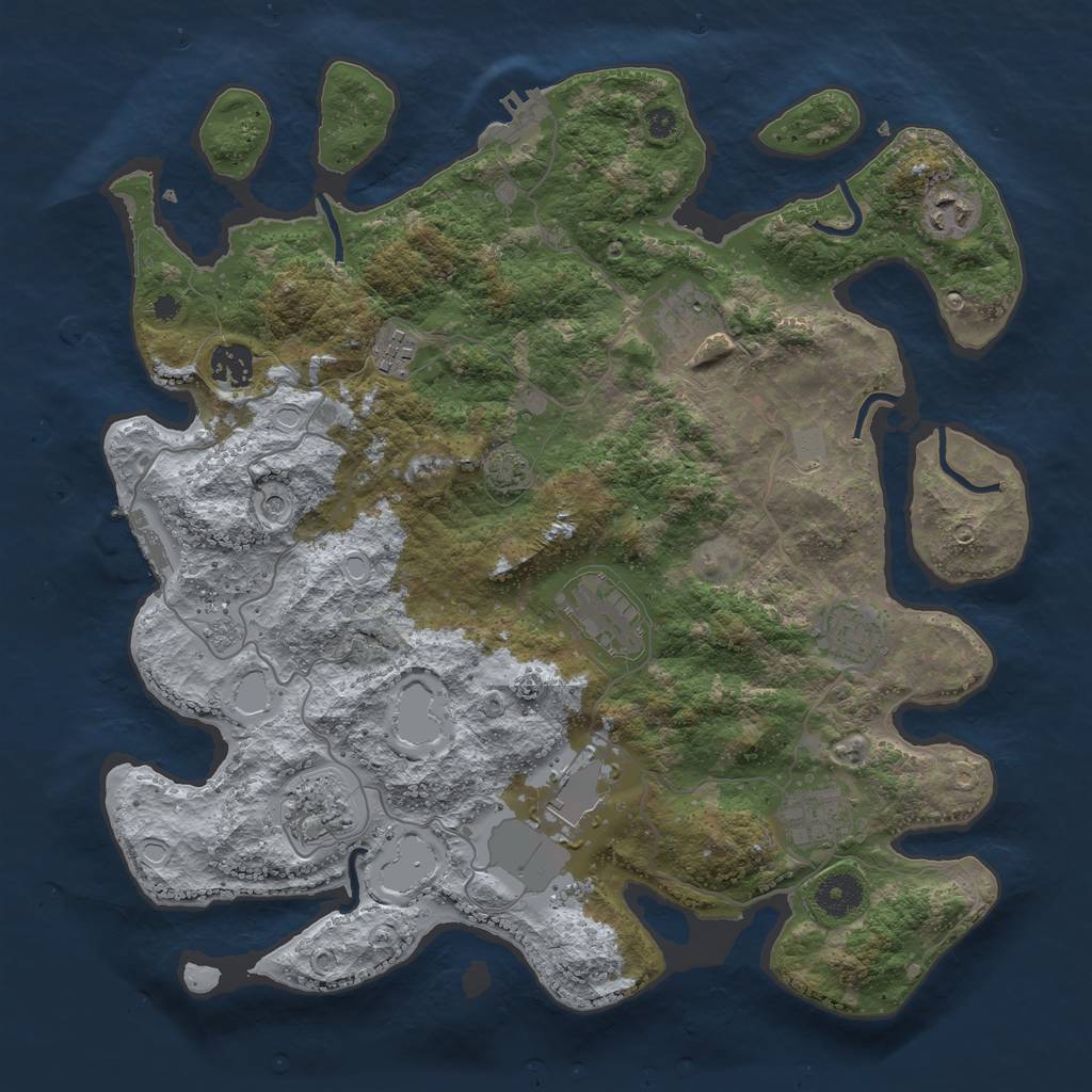 Rust Map: Procedural Map, Size: 3700, Seed: 1895534486, 17 Monuments