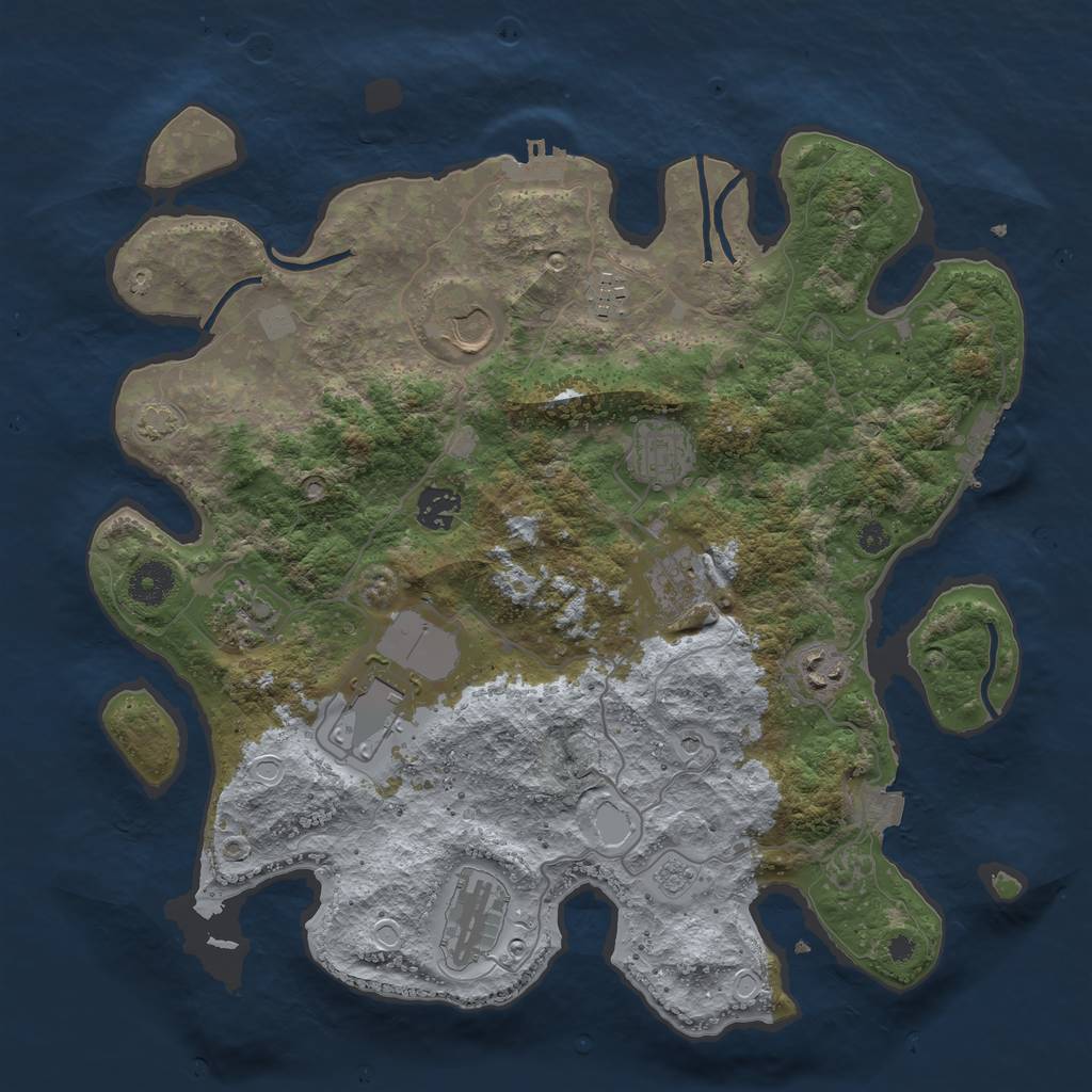 Rust Map: Procedural Map, Size: 3700, Seed: 1144234020, 17 Monuments
