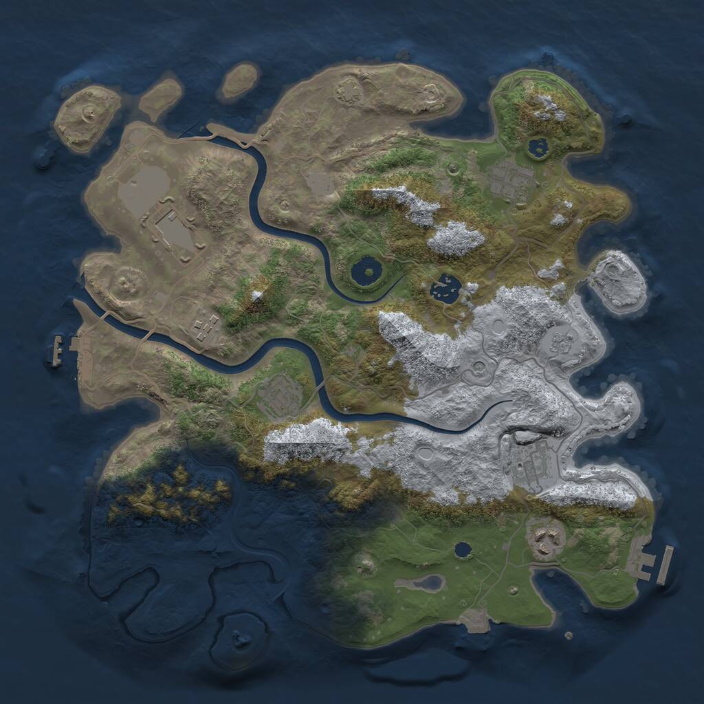 Rust Map: Procedural Map, Size: 3600, Seed: 26237815, 13 Monuments
