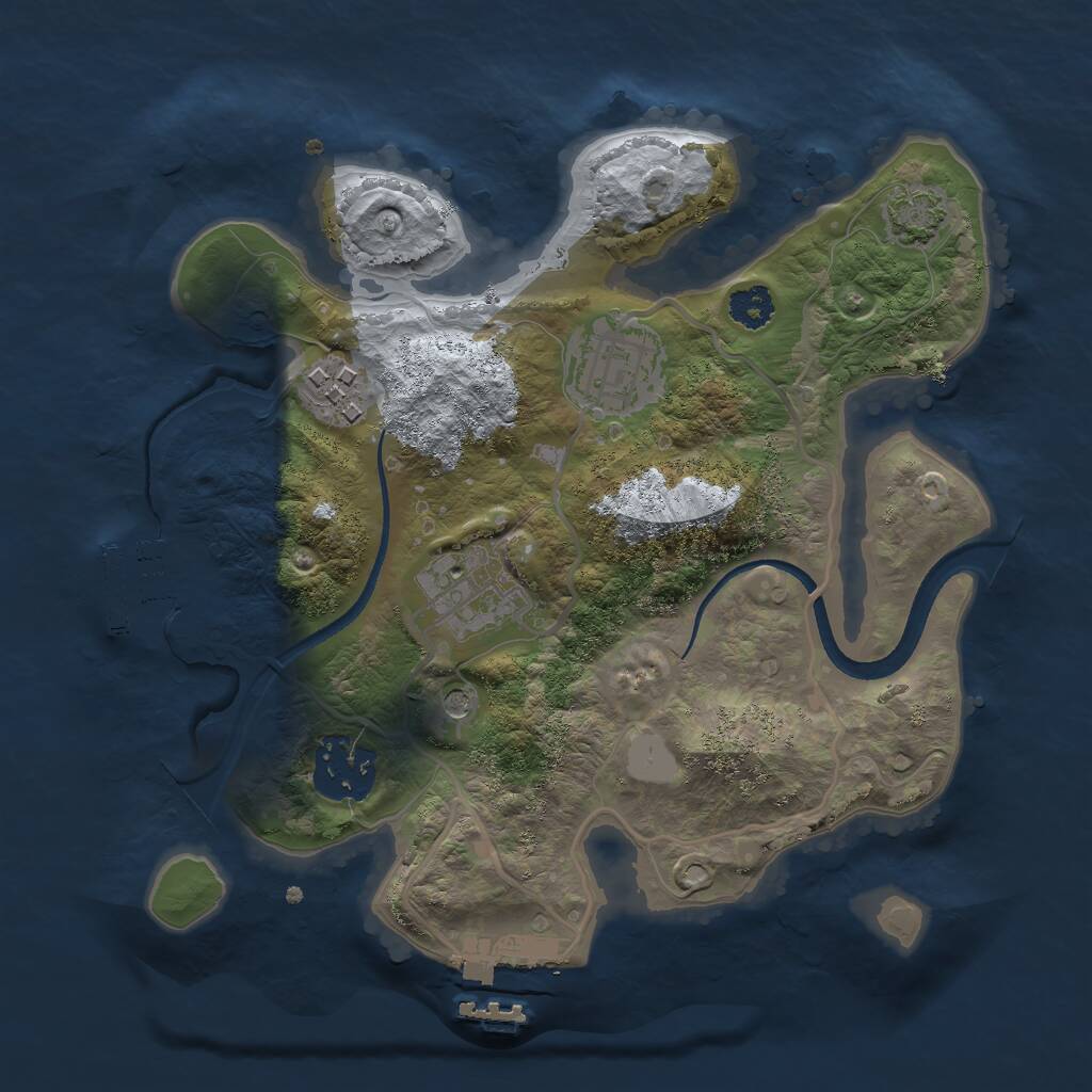 Rust Map: Procedural Map, Size: 2500, Seed: 94542698, 9 Monuments