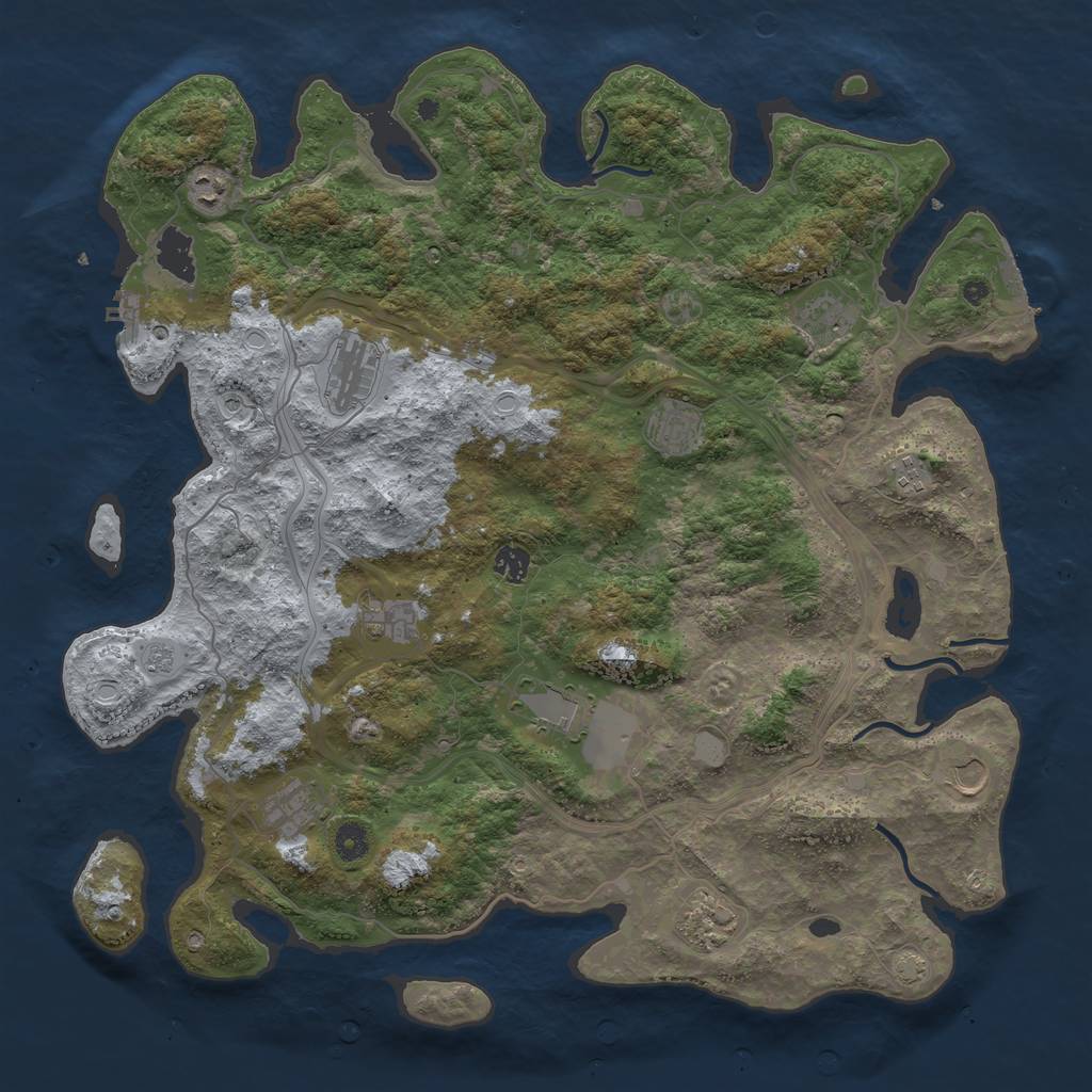 Rust Map: Procedural Map, Size: 4500, Seed: 1449096822, 19 Monuments