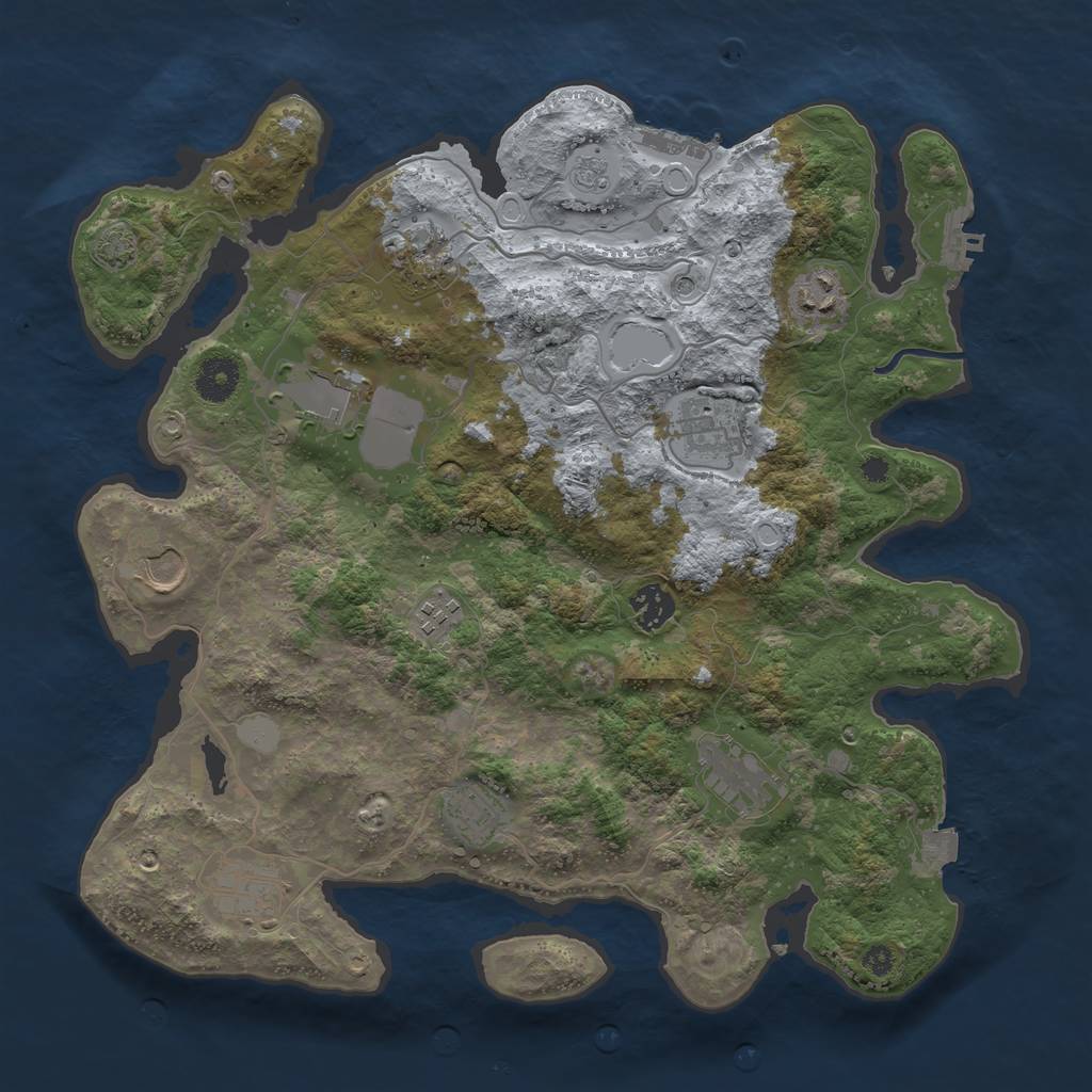 Rust Map: Procedural Map, Size: 3700, Seed: 384602275, 18 Monuments