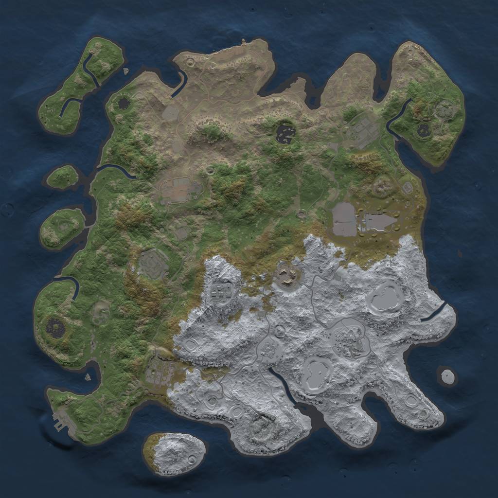 Rust Map: Procedural Map, Size: 3800, Seed: 202306024, 17 Monuments