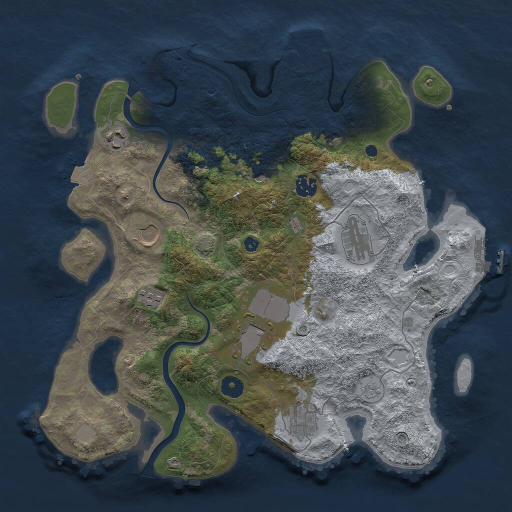 Rust Map: Procedural Map, Size: 3500, Seed: 231587963, 13 Monuments