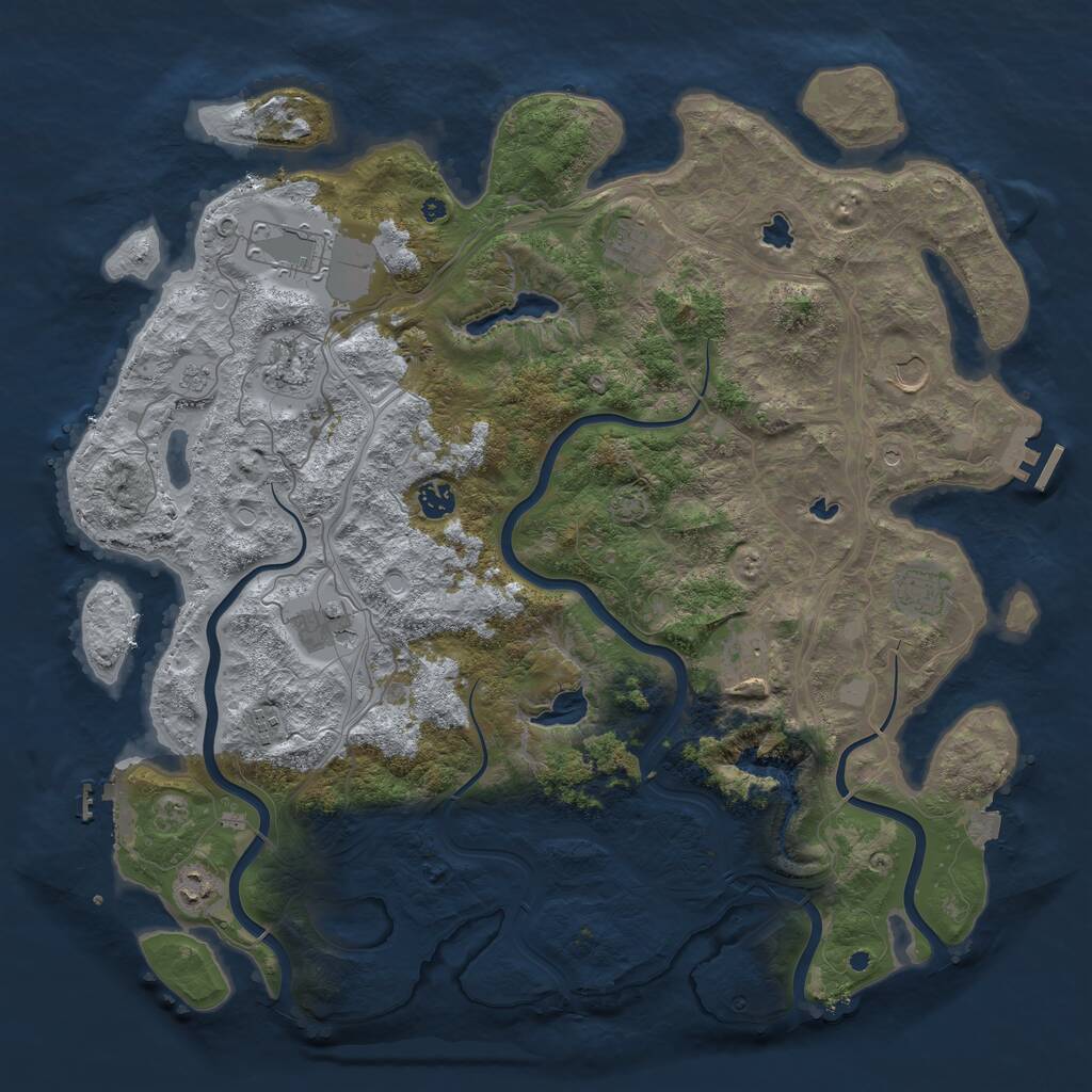 Rust Map: Procedural Map, Size: 4500, Seed: 2082073258, 16 Monuments