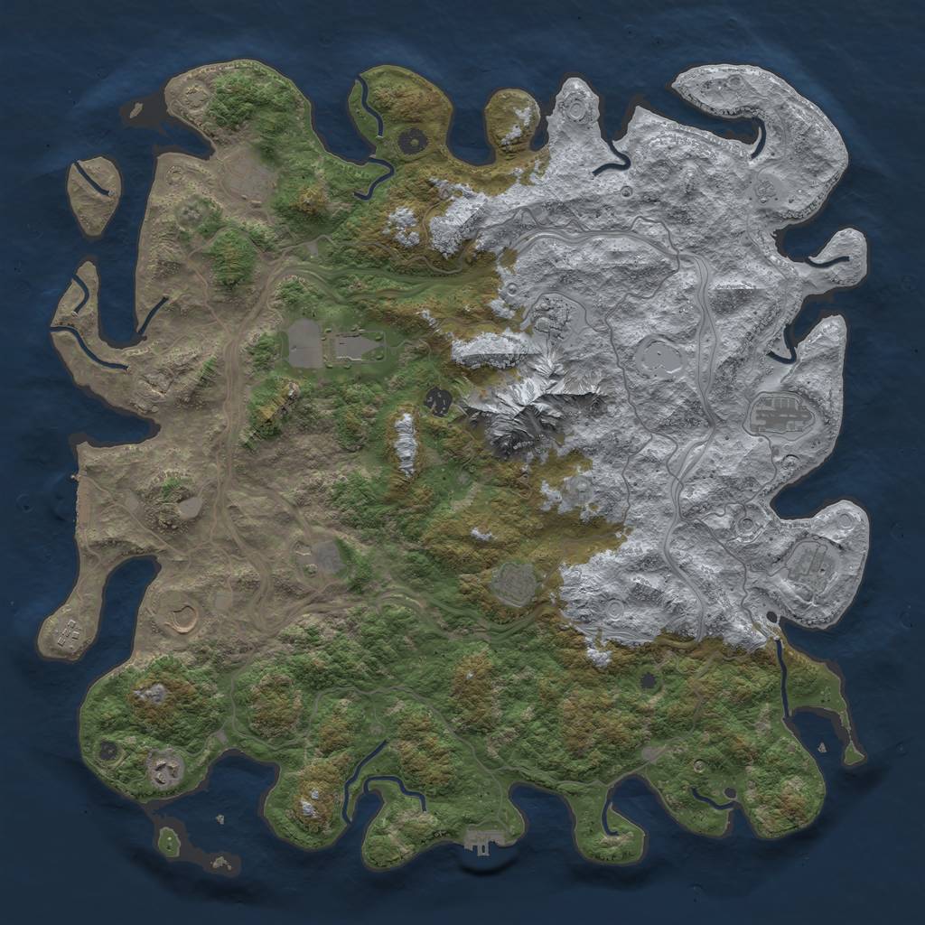 Rust Map: Procedural Map, Size: 5000, Seed: 2033233122, 19 Monuments