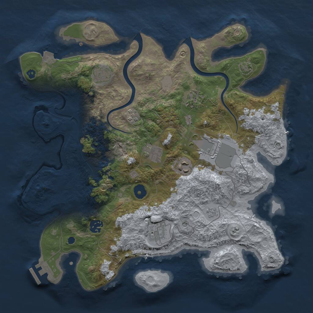 Rust Map: Procedural Map, Size: 3500, Seed: 1429444680, 13 Monuments