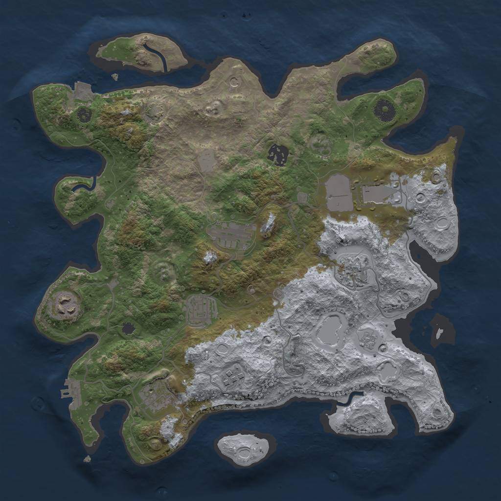 Rust Map: Procedural Map, Size: 3500, Seed: 1429444680, 15 Monuments