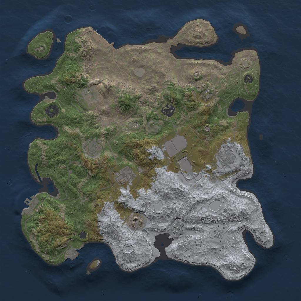 Rust Map: Procedural Map, Size: 3500, Seed: 809281618, 17 Monuments