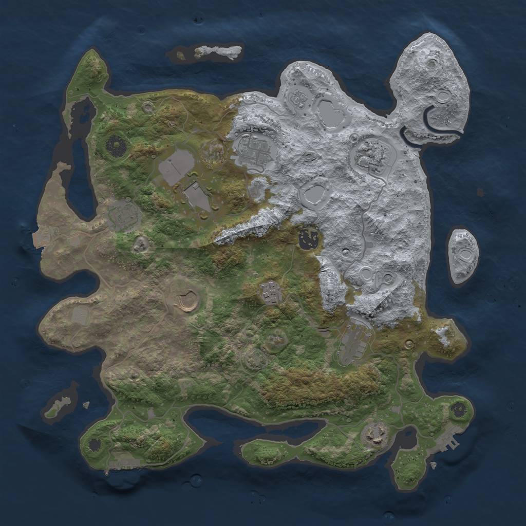 Rust Map: Procedural Map, Size: 3750, Seed: 40038063, 17 Monuments