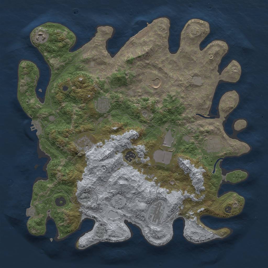 Rust Map: Procedural Map, Size: 3850, Seed: 12222156, 17 Monuments