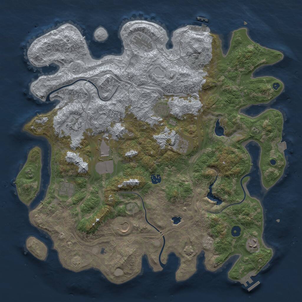 Rust Map: Procedural Map, Size: 4350, Seed: 774923546, 16 Monuments