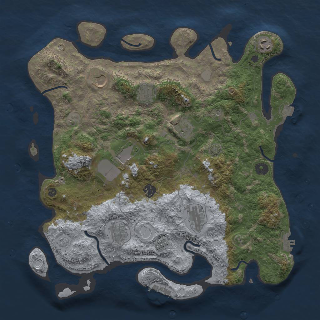 Rust Map: Procedural Map, Size: 3750, Seed: 31951010, 17 Monuments