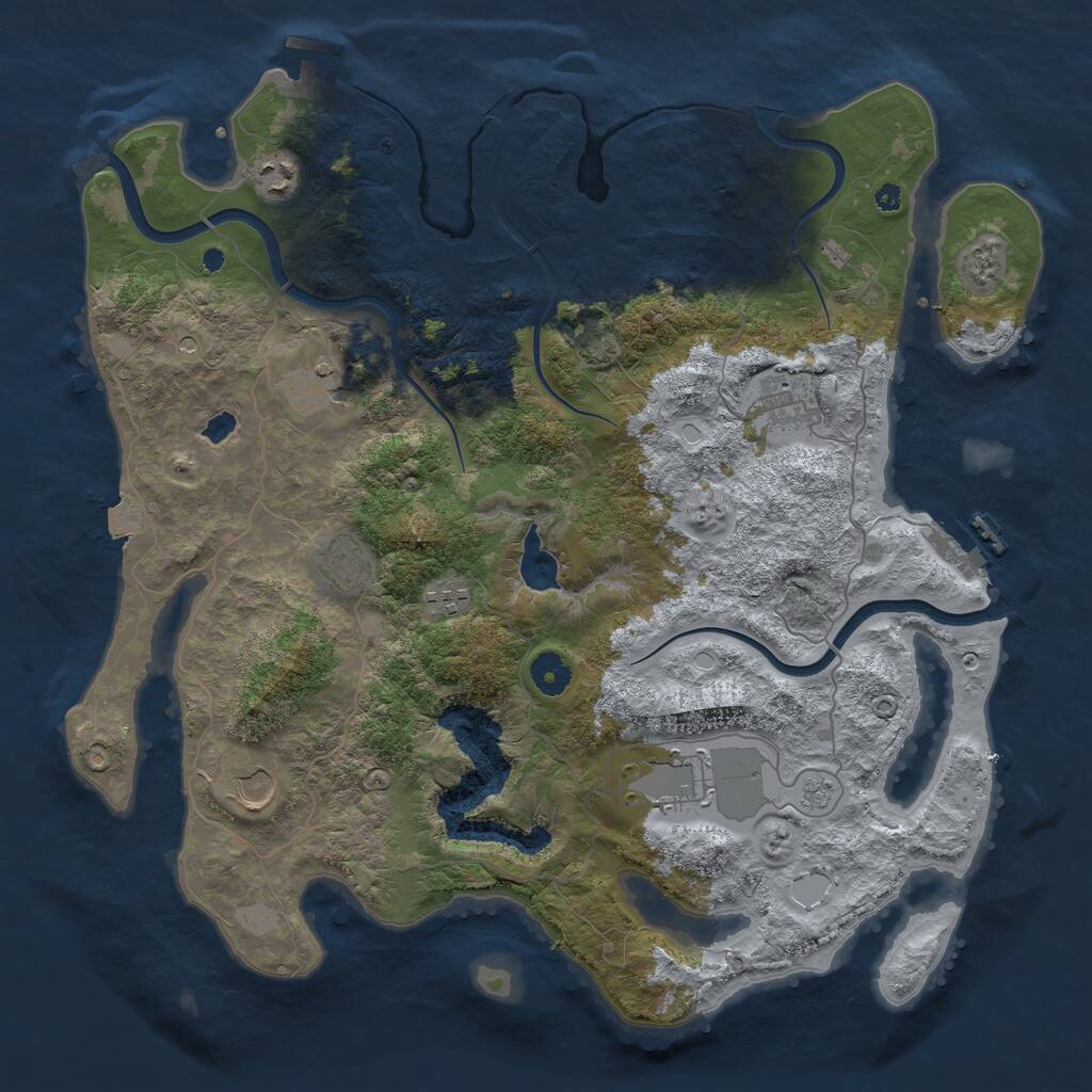 Rust Map: Procedural Map, Size: 4000, Seed: 852147, 13 Monuments