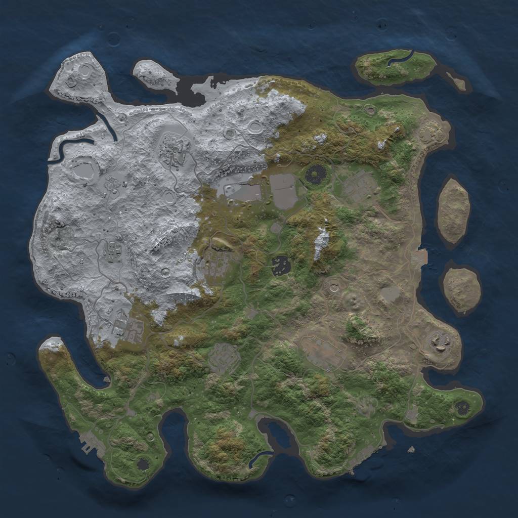 Rust Map: Procedural Map, Size: 3800, Seed: 51111971, 18 Monuments